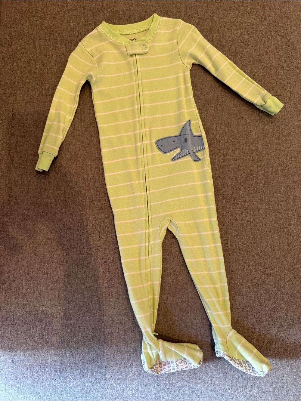 Carter's Lime Green Stripe Shark Footed One-Piece